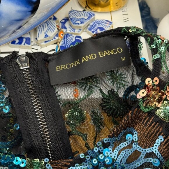 🆕 BRONX & BANCO🧿 NWOT Sicilia Blue Sequin Fluted Hem Maxi Dress Sz M US 6 - Picture 15 of 16